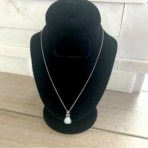 Jade teardrop sterling silver women necklace